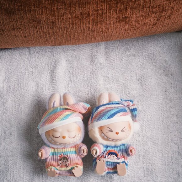 [Bundle of 2] Labubu Pajama Outfits – Pink & Blue Striped Sleepwear Sets 🩷💙 - Picture 4 of 8
